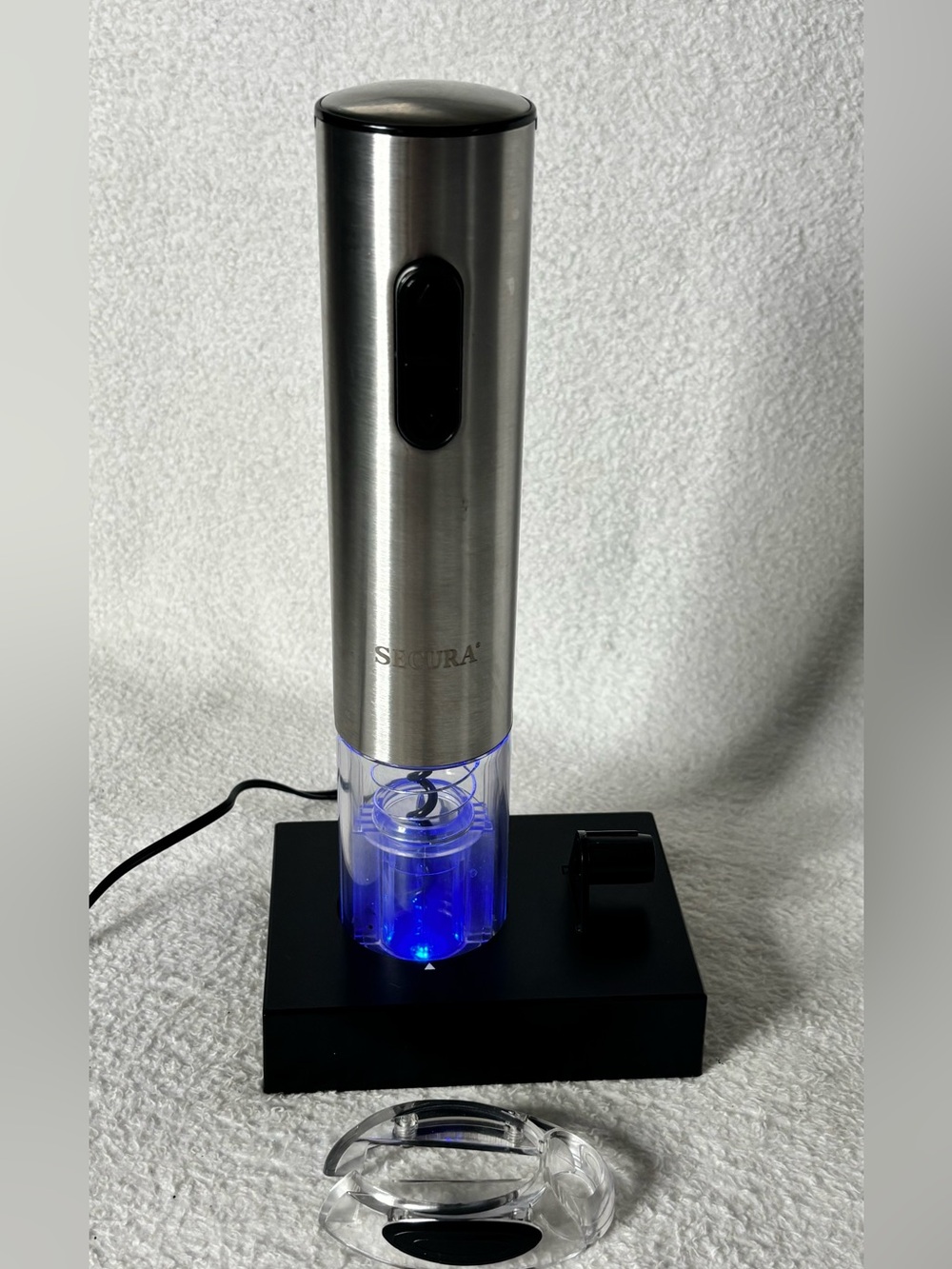 Stainless Steel Electric Wine Bottle Opener - Silver with Blue Light